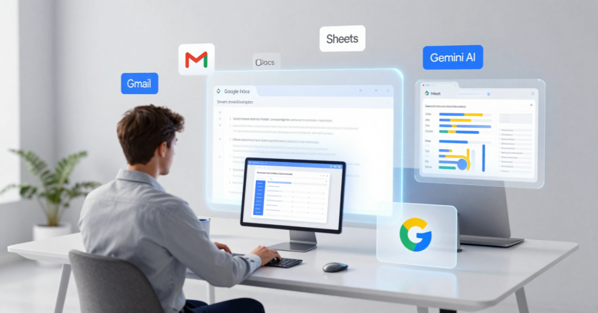 Gemini for Google Workspace helping users improve productivity across Gmail, Docs, Sheets, Meet, and Drive in 2026.