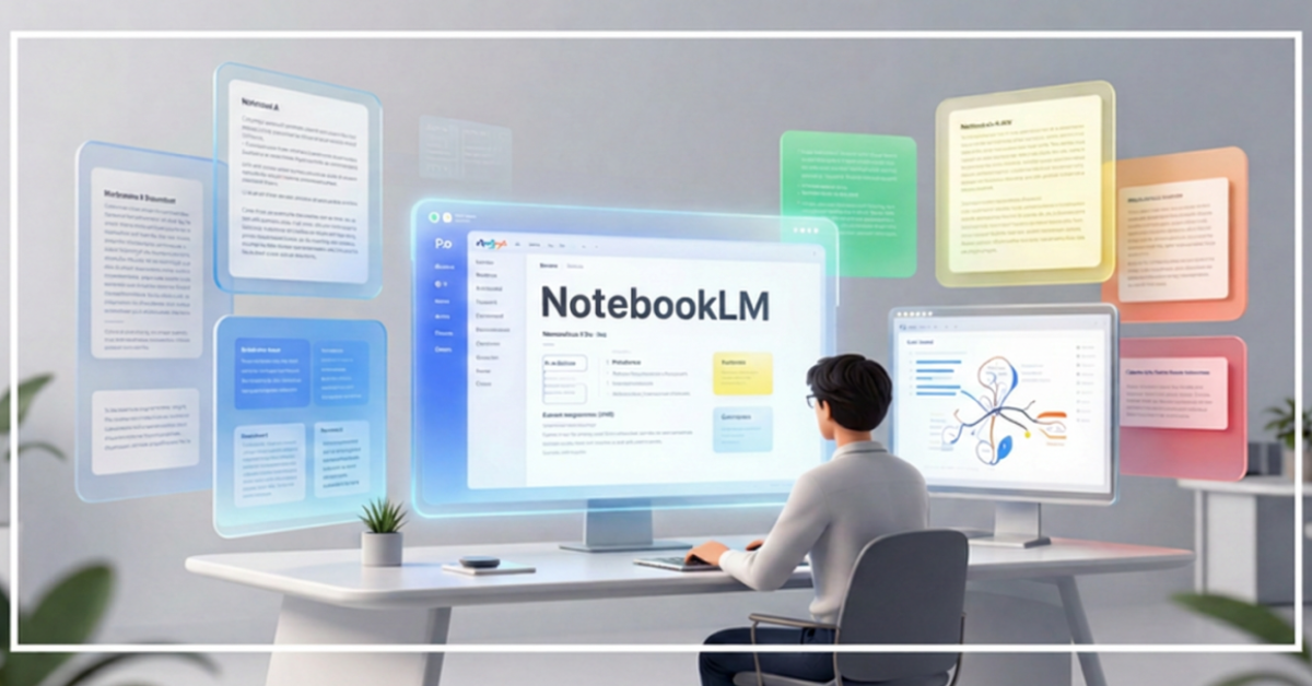 Complete Guide to NotebookLM in 2026 showing AI-powered research workflows