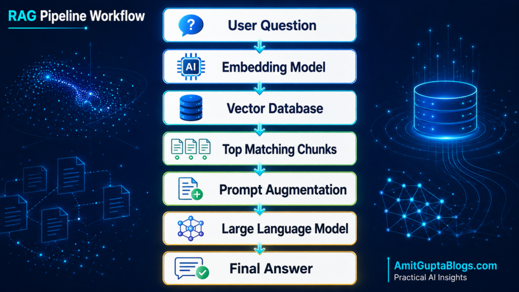 Retrieval-Augmented Generation (RAG) Complete Guide 2026: How AI Retrieves Knowledge Before It Answers 3 RAG Pipeline Workflow